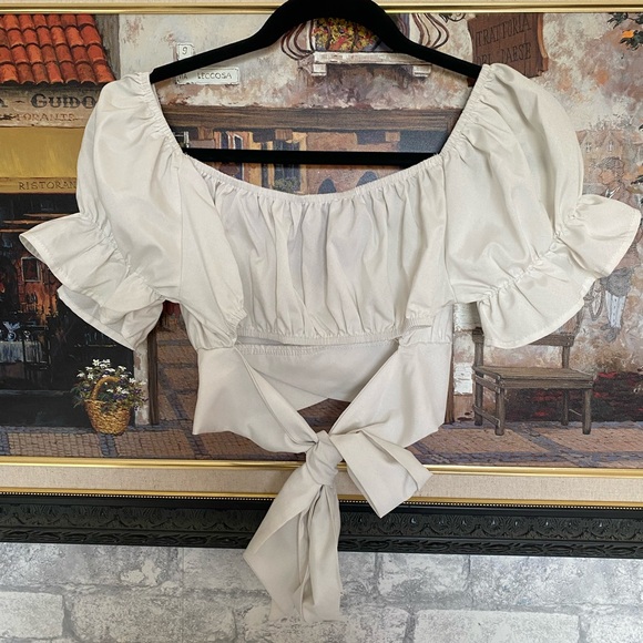 Sweetheart white tie top - Picture 3 of 3